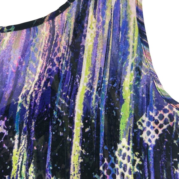 Aqua Womens Sz Xs Open Back Sheer Colorful Tank Top Purple Green Blue Vibrant - Picture 4 of 8